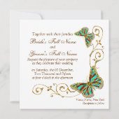 Weiße Aquagoldlandhochzeit Einladung (Rückseite)