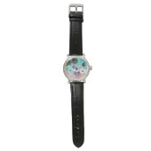 WEISSE AQUAMARINE BLAU-ROSE, ANEMONE-BLUME-MONOGRA ARMBANDUHR (Flach)