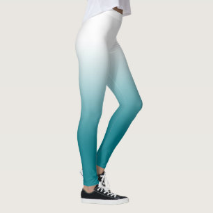 Weiße aquamarine Ombre Leggings