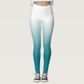 Weiße aquamarine Ombre Leggings (Vorderseite)