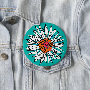 Weiße Aquamarine Orange Red Daisy Blume Button