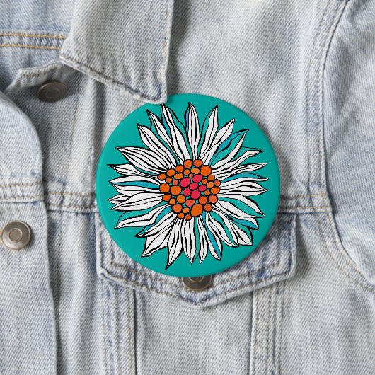 Weiße Aquamarine Orange Red Daisy Blume Button (Beispiel)
