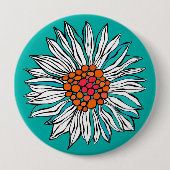 Weiße Aquamarine Orange Red Daisy Blume Button (Vorderseite)