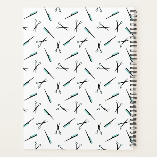 Weiße Aquamarine Schere & Combs Musterhaarstil Planer (Rückseite)