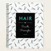 Weiße Aquamarine Schere & Combs Musterhaarstil Planer (Vorderseite)