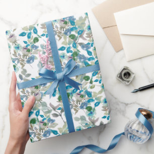 Weiße Aquarell-Blumenrosen Zweig für jeden Anlass  Geschenkpapier