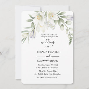 weiße Aquarell-Hochzeit Einladung
