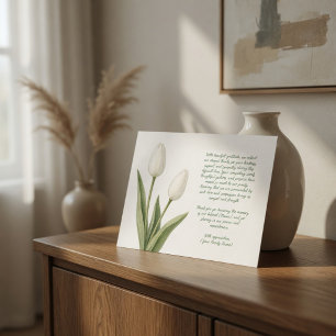 Weiße Aquarell-Tulpen Beerdigung Danke Karte