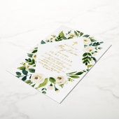 Weiße Aquarellblumen-Blätter rahmen Taufe Folieneinladung (Gedreht)