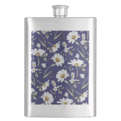 Weiße Aquarellblumen Flachmann (Vorderseite)