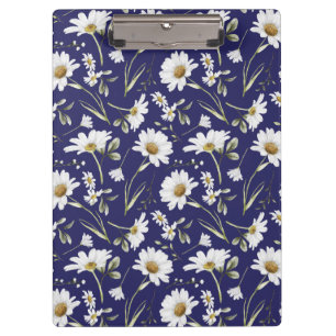 Weiße Aquarellblumen Klemmbrett