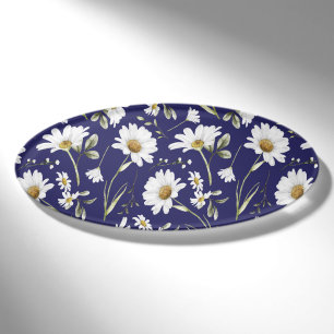 Weiße Aquarellblumen Namenschild