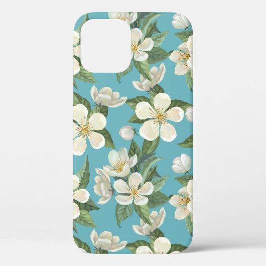 Weiße Aquarellfarben Blume Grüne Blätter Case-Mate iPhone Hülle (Rückseite)