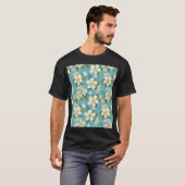 Weiße Aquarellfarben Blume Grüne Blätter T-Shirt (Vorne ganz)