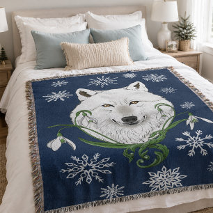 Weiße Arktische Wolf Schneeglöckchen Blumen Decke