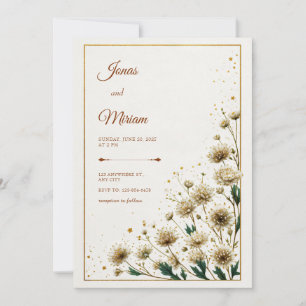 Weiße Astrantia Gold Vergoldete Hochzeit Einladung