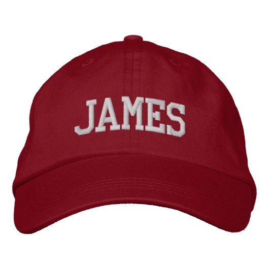 Weiße Athletik-Block-Monogramm-Name nach Wunsch Bestickte Baseballkappe (Vorderseite)