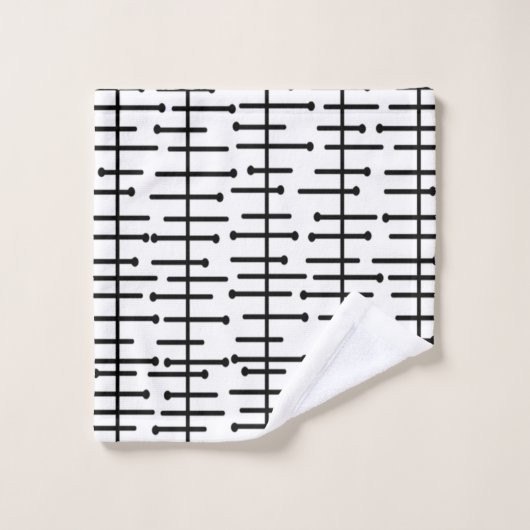Weiße Atomlinien Badhandtuch Set (Waschlappen)