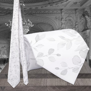 Weiße auf Weiß kaum vorhandene Eukalyptus-Hochzeit Krawatte