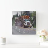 Weiße aufzeichnenlkw-Fahrer-Wanduhr Quadratische Wanduhr (Zuhause)