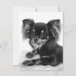 Weiße Augen - handgemalt Chihuahua Portrait Postkarte