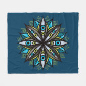 Weiße Augen Mandala Art - Trippy Blume Blue Green Fleecedecke (Vorderseite (Horizontal))