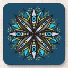 Weiße Augen Mandala Art - Trippy Blume Blue Green Getränkeuntersetzer