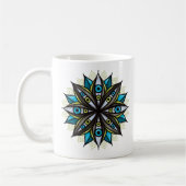 Weiße Augen Mandala Art - Trippy Blume Blue Green Kaffeetasse (Links)