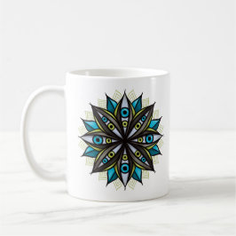 Weiße Augen Mandala Art - Trippy Blume Blue Green Kaffeetasse