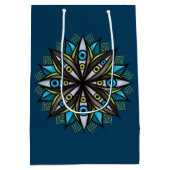 Weiße Augen Mandala Art - Trippy Blume Blue Green Mittlere Geschenktüte (Rückseite)