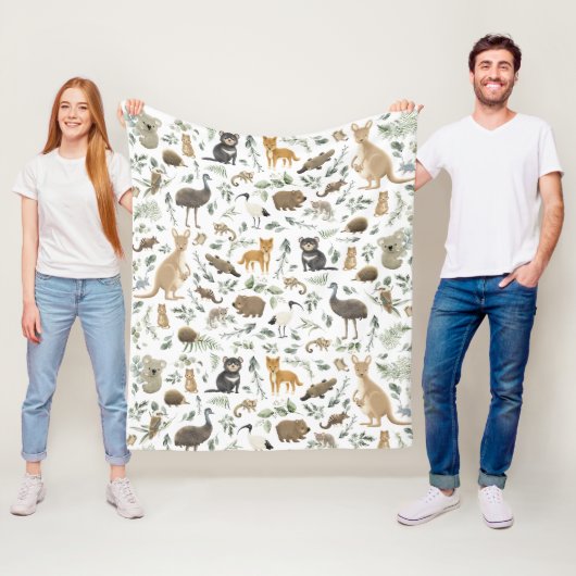 Weiße australische Tiere Grüne Eukalyptus Fleecedecke (Beispiel)