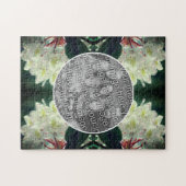 Weiße Azalea Blume Rahmen Ihrem Foto hinzufügen Puzzle (Horizontal)