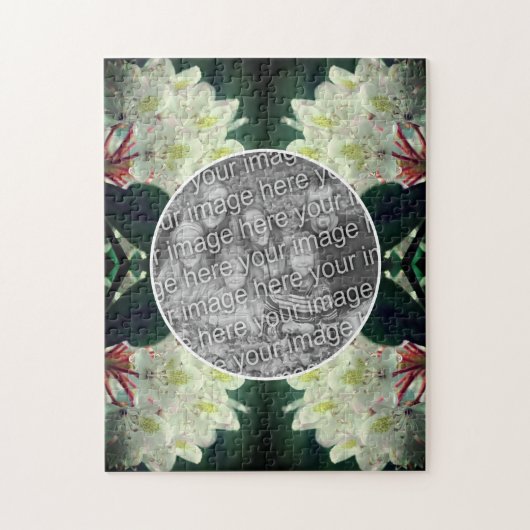 Weiße Azalea Blume Rahmen Ihrem Foto hinzufügen Puzzle (Vertikal)