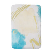 Weiße Badematte mit Cloudy Blue & Beige Akzenten (Vorderseite Vertikal)