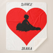 Weiße Ballerina Decke mit rotem Herz. Sherpadecke (Vorderseite)