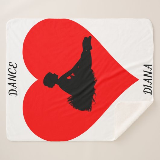 Weiße Ballerina Decke mit rotem Herz. Sherpadecke (Vorderseite (Horizontal))