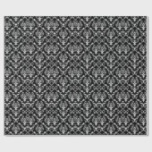 Weiße barocke Damaskus Custom Black Background Geschenkpapier (Flach)