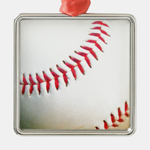 Weiße Baseball mit roter Stickerei Ornament Aus Metall