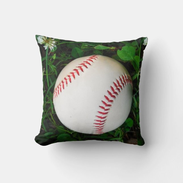 Weiße Baseball-Nähte in Rot Kissen (Vorderseite)
