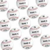 weiße Baseballs Set 13 personalisierte Spielername Aufkleber