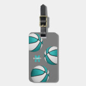 Weiße Basketballspieltasche für Mädchen Gepäckanhänger (Vorderseite vertikal)