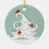 Weiße Baum-Verzierung Keramikornament (Vorne)