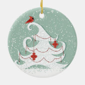 Weiße Baum-Verzierung Keramikornament (Hinten)