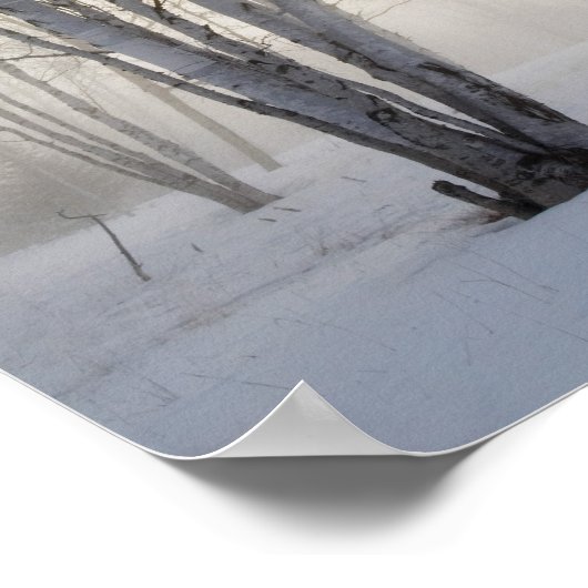 Weiße Bäume an einem Schneetag Poster (Ecke)
