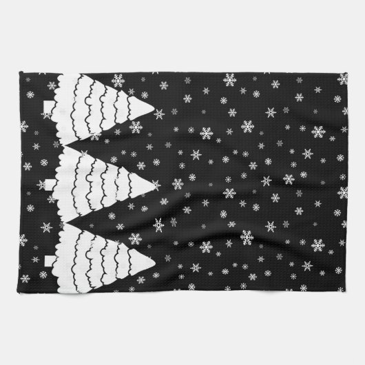 Weiße Bäume auf Schwarzem Handtuch (Horizontal)