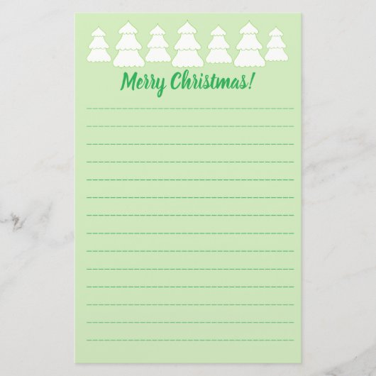 Weiße Bäume Frohe Weihnachtslieder Stationery Briefpapier (Vorderseite)