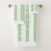 Weiße Bäume + Grüne Pastellstreifen Badhandtuch Set (Insitu)