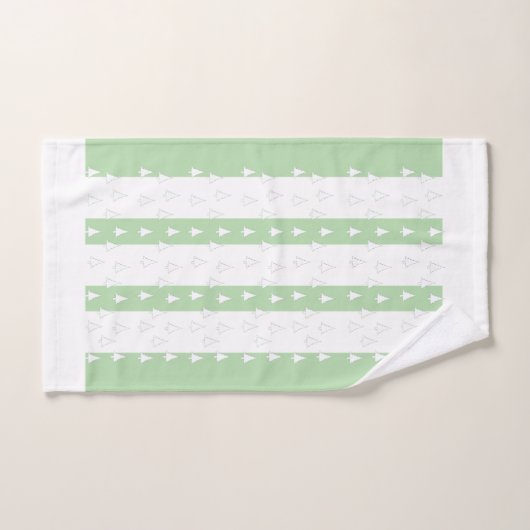 Weiße Bäume + Grüne Pastellstreifen Badhandtuch Set (Handtuch)