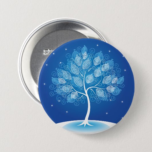 Weiße Bäume im Schnee Button (Vorne & Hinten)