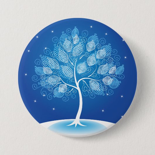 Weiße Bäume im Schnee Button (Vorderseite)